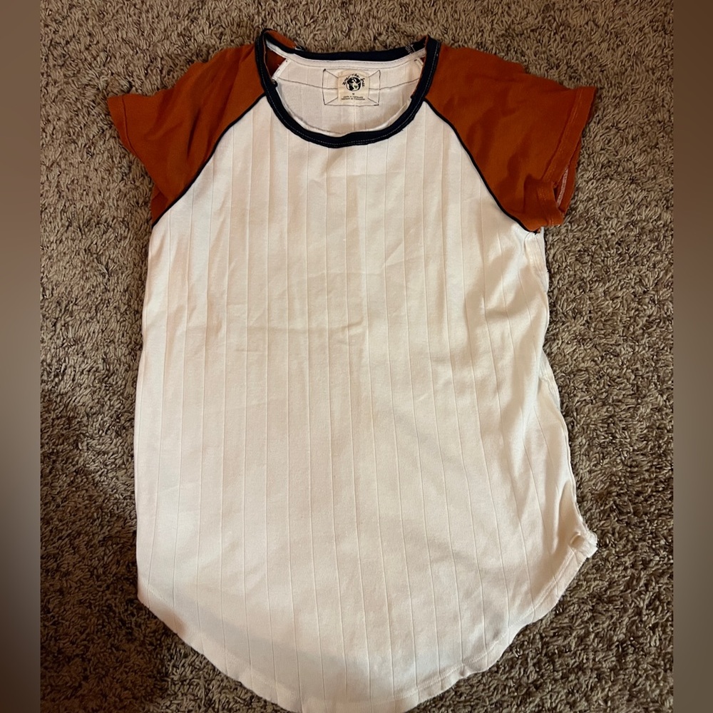 Orange and Navy Accented Distressed Tee